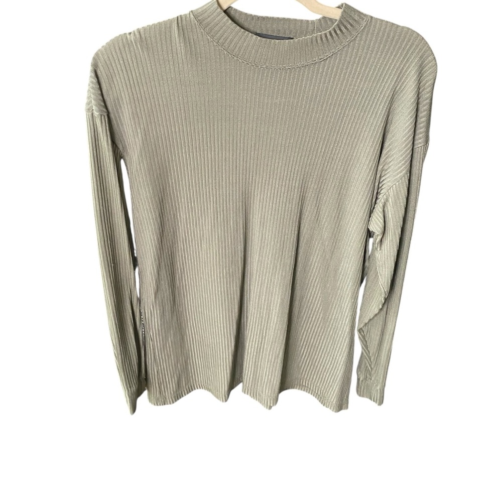 Men's Olive Ribbed Long Sleeve Shirt